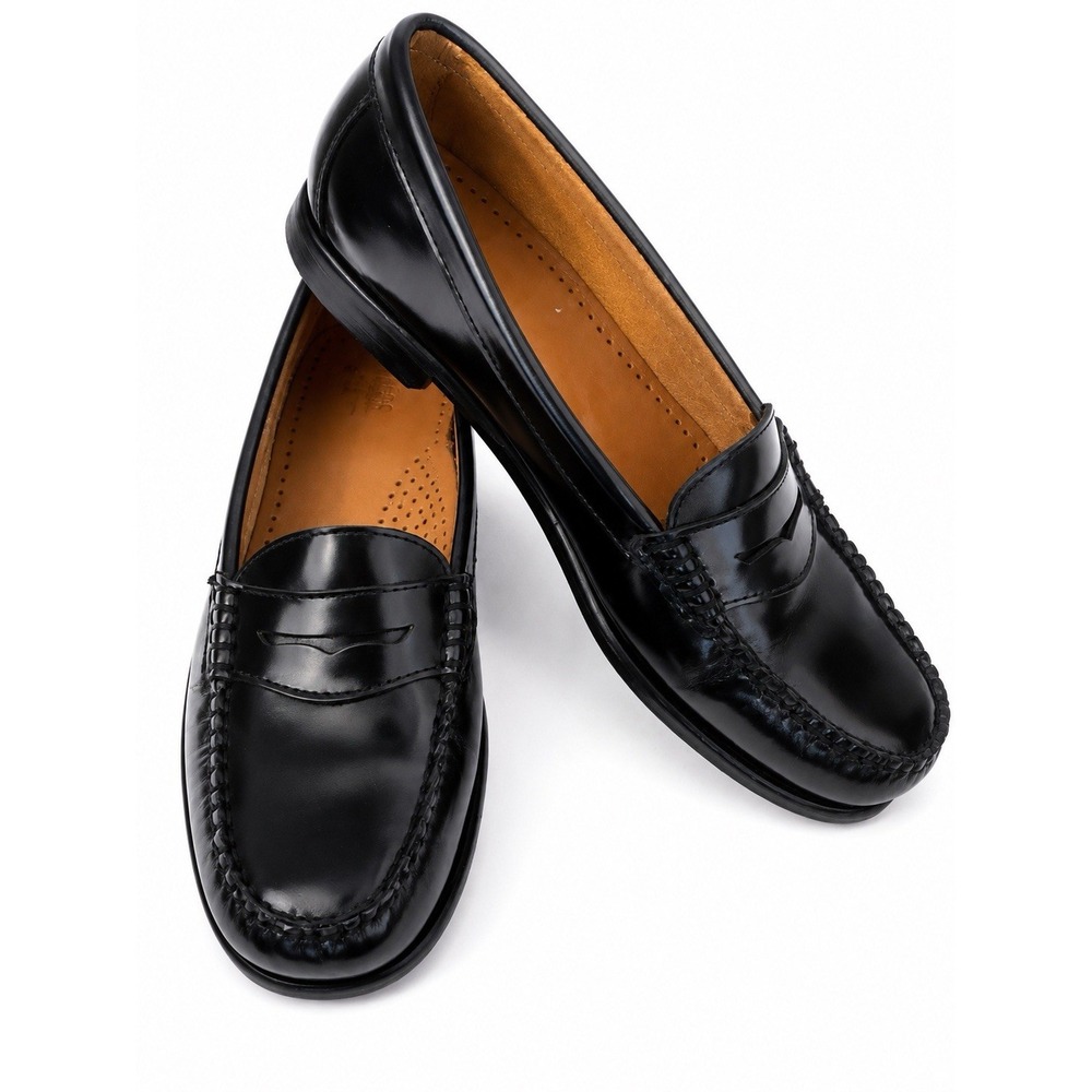 GH Bass Weejuns Wayfarer Black Leather Penny Loafers Womens 7.5 M W/Box